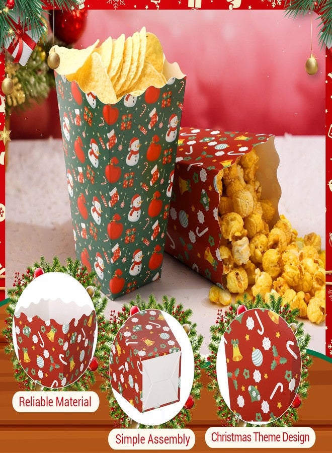 Faccito 48 Pcs Christmas Popcorn Boxes Christmas Tree Snowman Popcorn Boxes Xmas Party Treat Container Red Green Snack Buckets Mini Candy Paper Holder for Holiday Movie Night Party Favors Supplies - Image 3